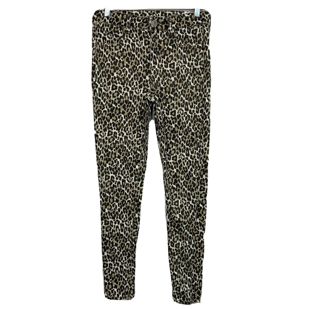 American Eagle Jeans Womens Sz‎ 6 Beige Black Leopard Jegging Stretch High Rise